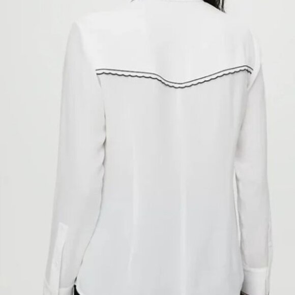 Babaton White Point-collar Western-inspired Blouse (Size XXS) - Picture 3 of 8